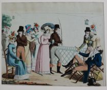 PAIR OF EARLY NINETEENTH CENTURY FRENCH HAND COLOURED FASHION PRINTS 8” X 11 ¼” (20.3cm x 28.