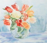 PAUL TAGGART (TWENTIETH/ TWENTY FIRST CENTURY) TWO WATERCOLOURS Still lifes- flowers in glass
