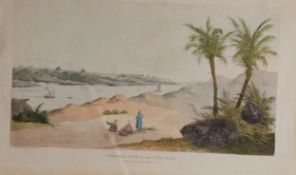 AFTER S BELZONI BY A AGLIO HAND COLOURED ENGRAVING ‘General View of the Pyramids’ 10 ¼” x 18 ¼” (