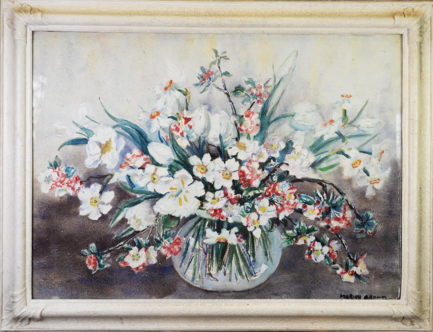 MARION L. BROOM (1878-1962) WATERCOLOUR Flowers in a vase Signed 21 ½” x 29 ½” (54.6cm x 74.9cm) - Image 2 of 2