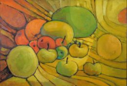 BOBAKER? (TWENTIETH CENTURY) OIL ON BOARD Still life-fruit Signed and indistinctly dated 21 ½” x