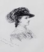 PAUL RAJON (1842/3-1888) PENCIL DRAWING ‘A Madame Murray Smith’ Bust portrait Signed and titled,