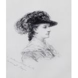 PAUL RAJON (1842/3-1888) PENCIL DRAWING ‘A Madame Murray Smith’ Bust portrait Signed and titled,