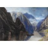EDGAR E WEST (act. C1857-c1892) WATERCOLOUR ‘Nord Fjord, Norway’ Signed and titled 18 ½” x 26” (47cm