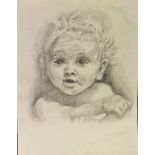 DEITERS (TWENTIETH CENTURY) PENCIL DRAWING Shoulder portrait of an infant child Signed 14” x 10” (