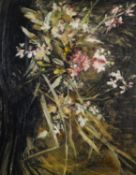 UNATTRIBUTED (TWENTIETH CENTURY) OIL ON CANVAS Still life, flowers in a vase Unsigned 15 ½” x