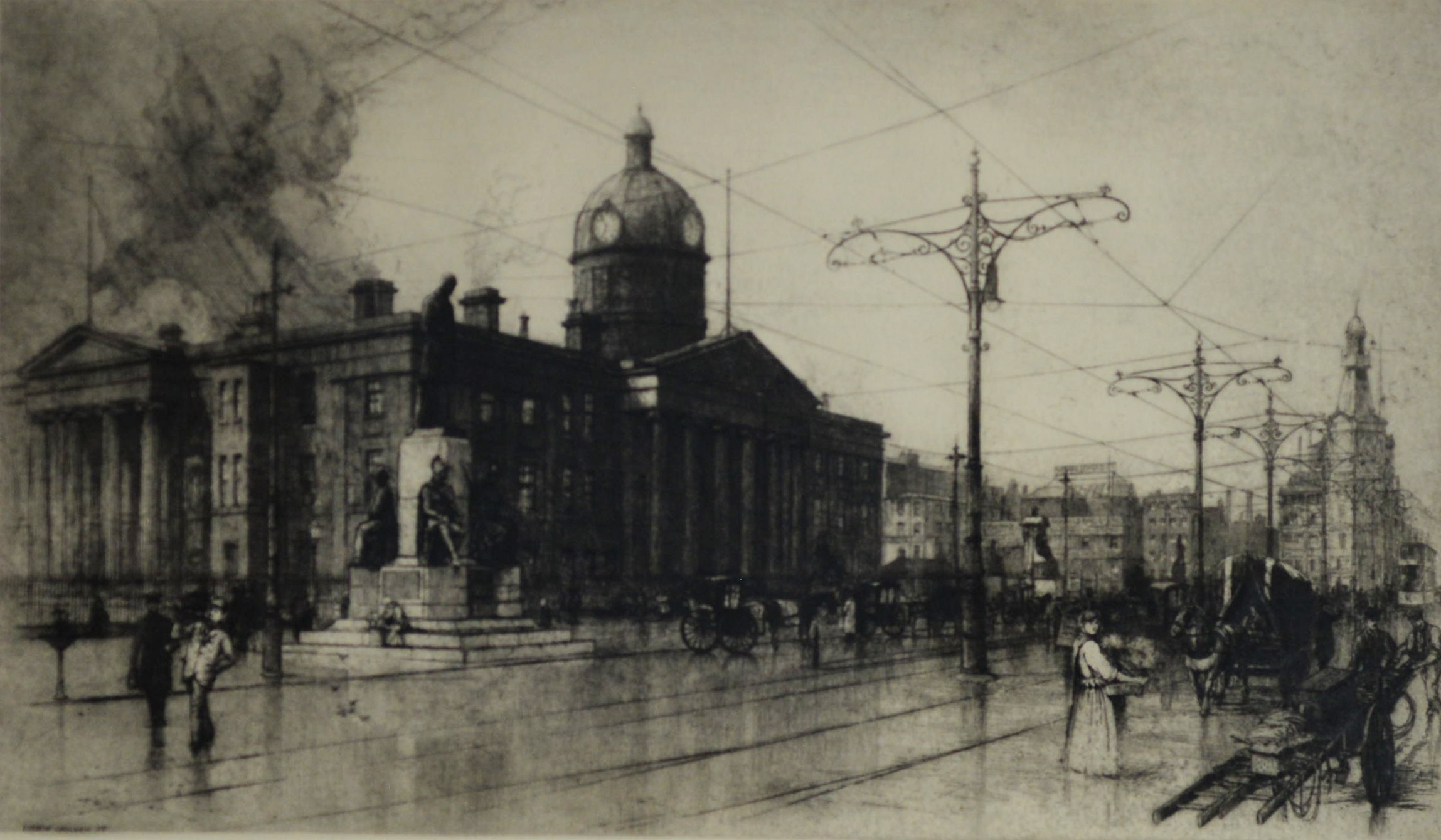 FRED W GOOLDEN ARTIST SIGNED ETCHING The Old Royal infirmary, Manchester 10” x 17 ½” (25.4cm x 44.