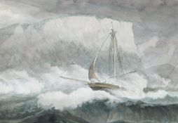 TEN NINETEENTH CENTURY AND LATER WATERCOLOURS Including: Sailing ship on rough seas near Holyhead