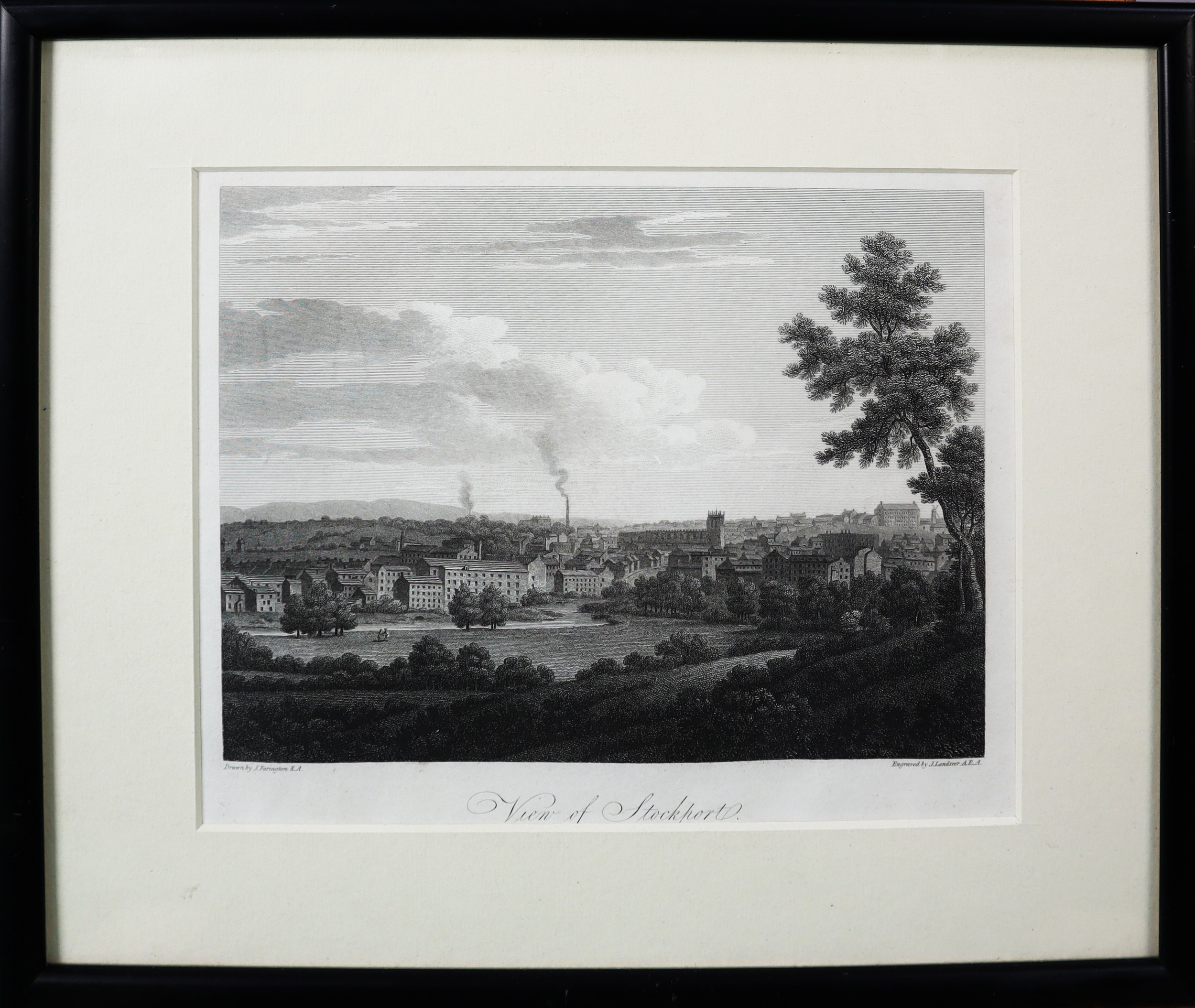 TEN NINETEENTH CENTURY BOOKPLATE ENGRAVINGS OF CHESHIRE, including ‘View of Stockport’ and a hand - Image 2 of 9