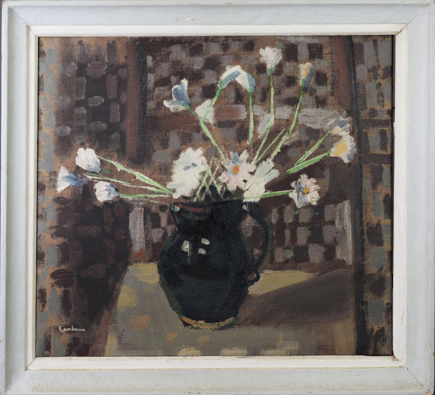 GEORGE LAMBOURN (1900-1977) OIL ON CANVAS ‘African Daisies’ Signed, titled and dated 3/9/58 to the - Image 2 of 2