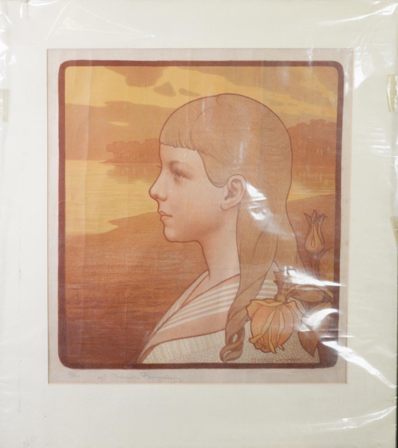 EDUARD KRAUSE WICHMANN (1864-1927) ARTIST SIGNED LIMITED EDITION COLOUR PRINT Profiled shoulder - Image 2 of 2