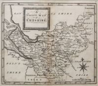 ANTIQUE MAP OF CHESHIRE BY T OSBORNE, FROM GEOGRAPHIA MAGNA BRITANNIAE, 5 ¾” X 6 ¾” (14.6cm x 17.