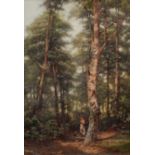 UNATTRIBUTED (NINETEENTH/ TWENTIETH CENTURY) TWO WATERCOLOURS Woodland scene with female figure