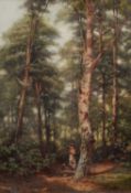 UNATTRIBUTED (NINETEENTH/ TWENTIETH CENTURY) TWO WATERCOLOURS Woodland scene with female figure