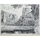 ALFRED WAINWRIGHT (1907-1991) 'Ilam Rock, Dovedale' Pen + ink sketch of the Dove valley, signed