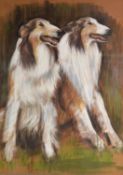 MICHAEL G L FELIX (Twentieth Century) PASTEL DRAWING ON BUFF PAPER Study of two Collie Dogs Signed &