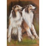 MICHAEL G L FELIX (Twentieth Century) PASTEL DRAWING ON BUFF PAPER Study of two Collie Dogs Signed &