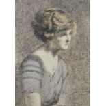 JOSEPH ALBERT MULLARD (1868-c1962) PEN AND INK, heightened Bust portrait of a female figure Signed