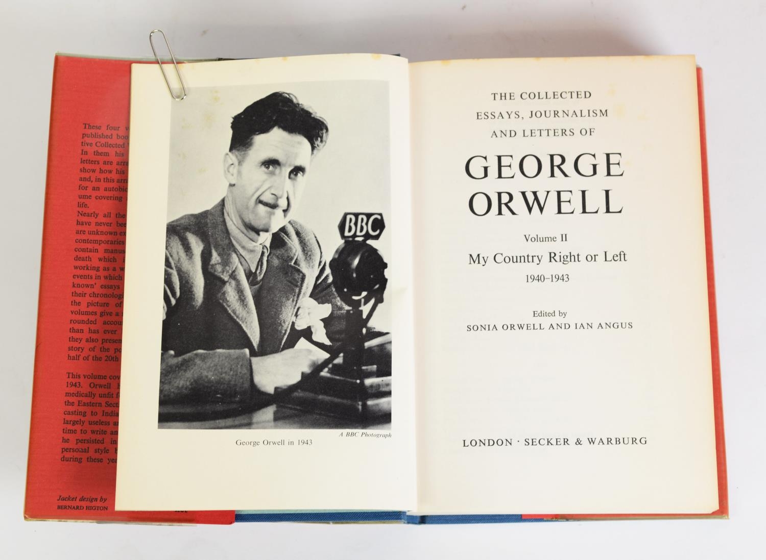 Sonia Orwell & Ian Angus - The Collected Essays, Journalism and Letters of George Orwell, 4 Vol, pub - Image 3 of 5