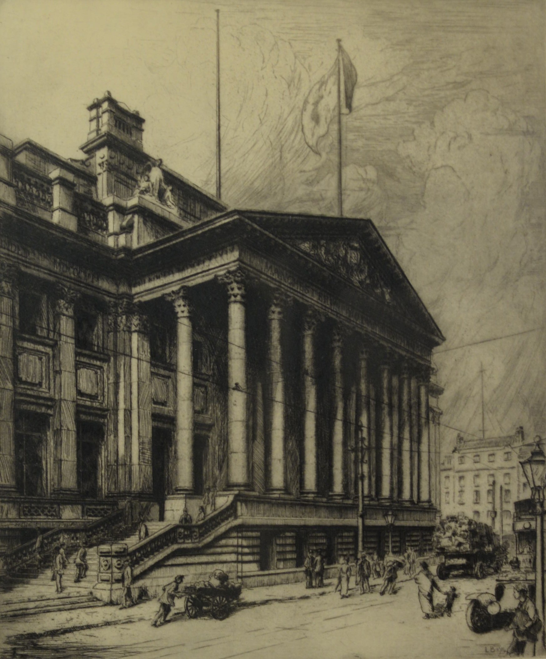 LEONARD BREWER ETCHING The Manchester Royal Exchange Initialled and dated 1904 in the plate,