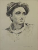 EMMANUEL LEVY (1900-1986) PEN AND WASH Shoulder length female portrait Signed and dated (19)50 in