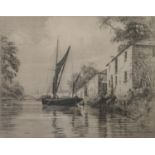 HENRY GEORGE WALKER (1876-1932) PAIR OF ARTIST SIGNED ETCHINGS River scenes, one with moored