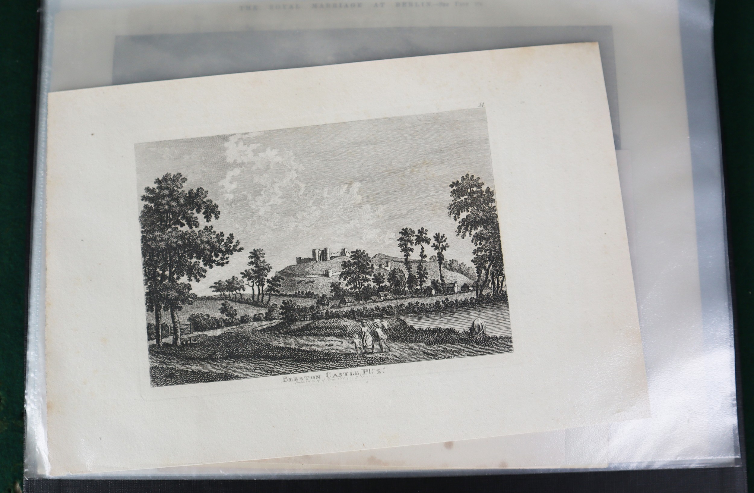 TEN NINETEENTH CENTURY BOOKPLATE ENGRAVINGS OF CHESHIRE, including ‘View of Stockport’ and a hand - Image 6 of 9