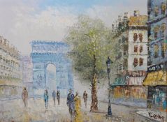 CAROLINE BURNETT (1877-1950) TWO OIL PAINTINGS Parisienne street scenes Signed 20” x 30” (50.8cm x
