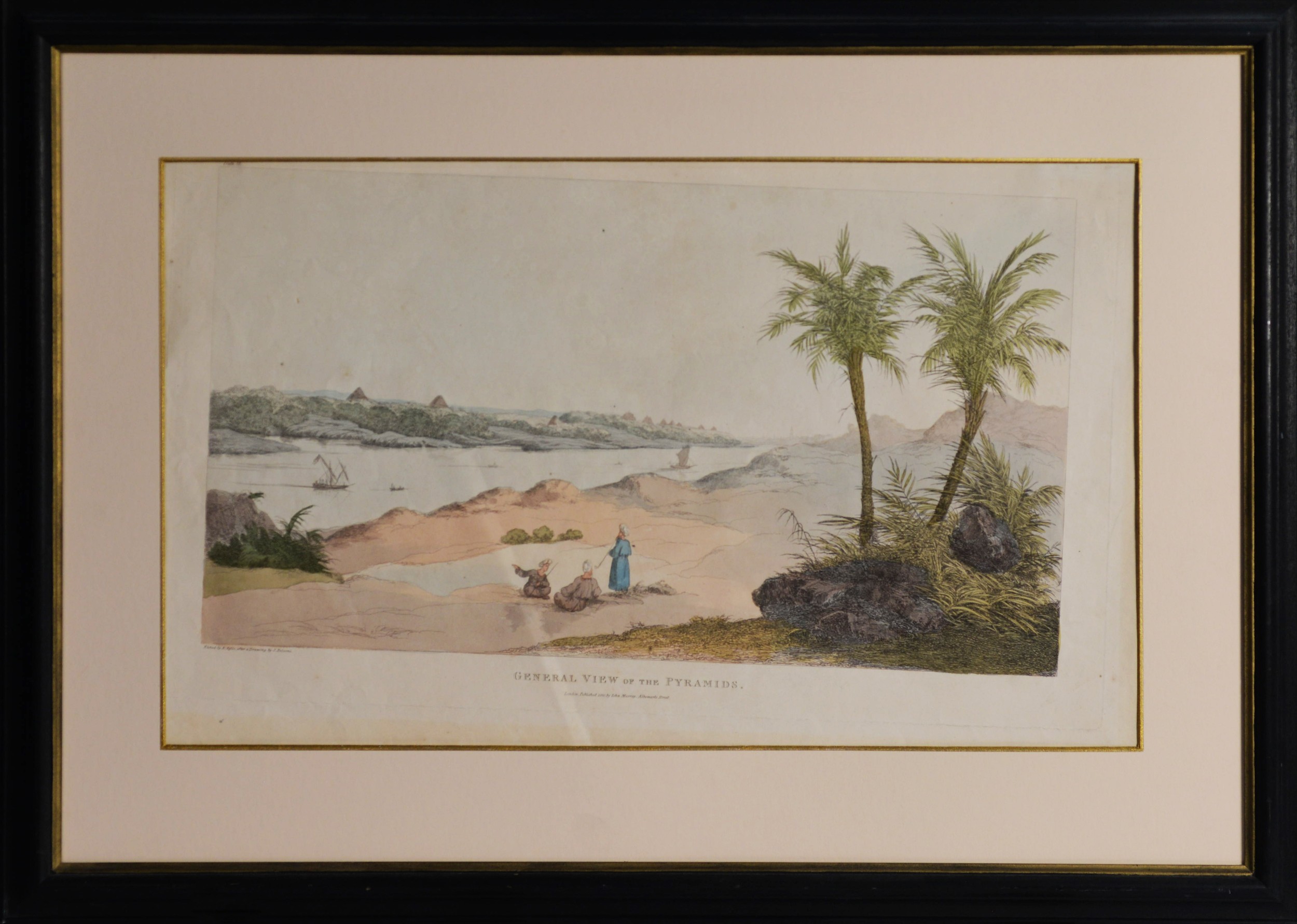 AFTER S BELZONI BY A AGLIO HAND COLOURED ENGRAVING ‘General View of the Pyramids’ 10 ¼” x 18 ¼” ( - Image 4 of 4