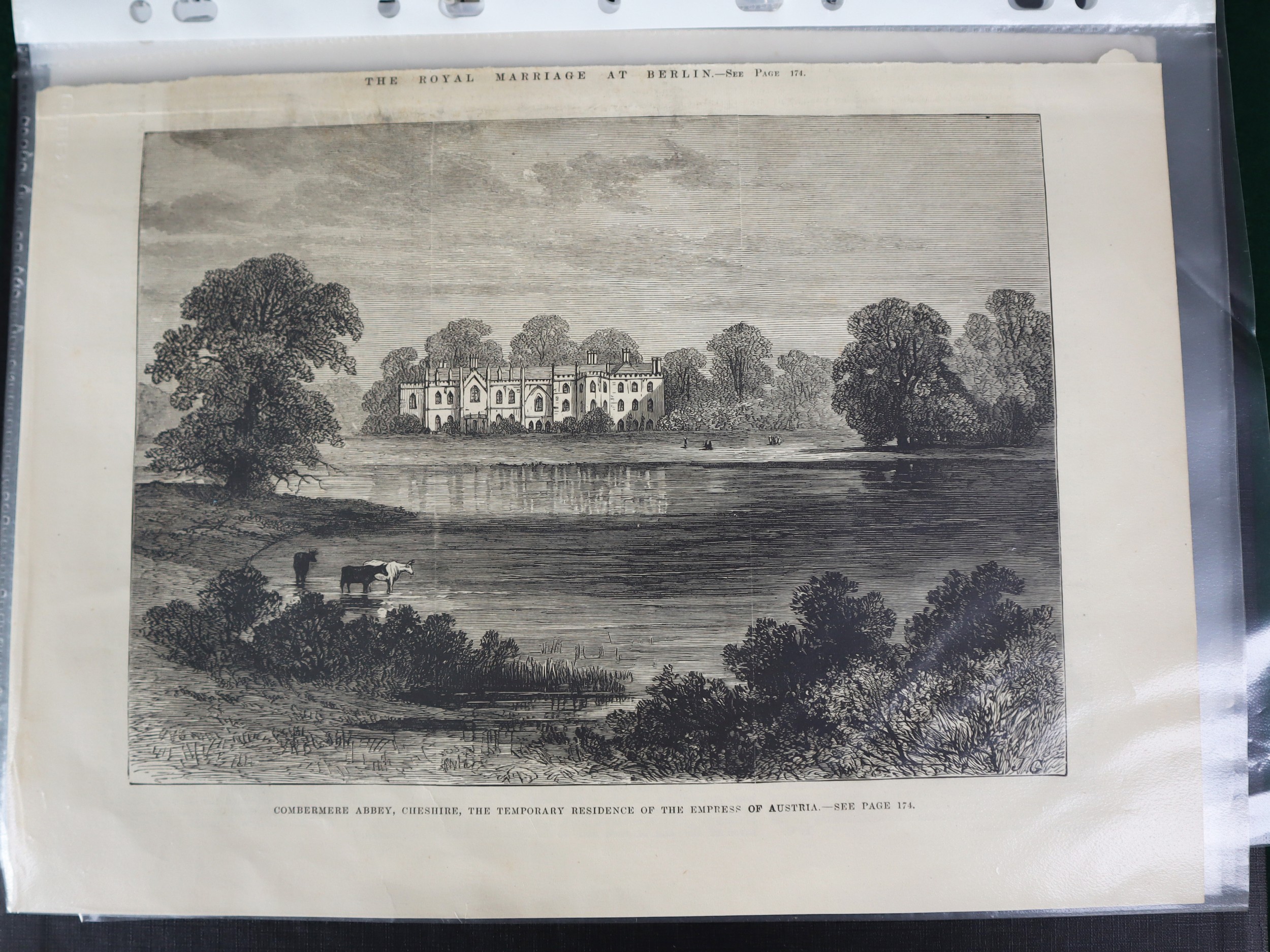 TEN NINETEENTH CENTURY BOOKPLATE ENGRAVINGS OF CHESHIRE, including ‘View of Stockport’ and a hand - Image 8 of 9