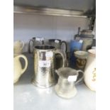 VARIOUS PEWTER PINT AND HALF PINT TANKARDS