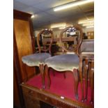 PAIR OF VICTORIAN WALNUT BALLOON BACK DINING CHAIRS [2]