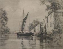 HENRY GEORGE WALKER (1876-1932) PAIR OF ARTIST SIGNED ETCHINGS River scenes, one with moored