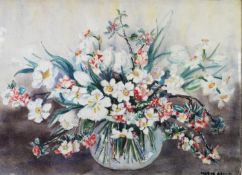 MARION L. BROOM (1878-1962) WATERCOLOUR Flowers in a vase Signed 21 ½” x 29 ½” (54.6cm x 74.9cm)