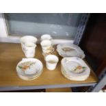 1930's GLADSTONE CHINA TWENTY PIECE  TEA SERVICE each printed and enamelled with cottages in