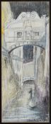 JOHN BRIGGS (Twentieth Century) PENCIL and WATERCOLOUR WASH Study of the Bridge of Sighs, Venice