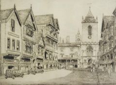 UNATTRIBUTED (EARLY TWENTIETH CENTURY) ETCHING Street scene, possibly Chester 7 ½” x 9 ¾” (19cm x