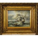 W. CANDY (Modern) PASTICHE OIL PAINTING ON PANEL Seascape with sailing craft Signed lower right,