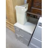 A GREY METAL TWO DRAWER FILING CABINET AND A FELLOWES POWERSHRED PS25 PAPER SHREDDER (2)