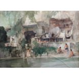 WILLIAM RUSSELL FLINT (1880-1969) UNSIGNED LIMITED EDITION COLOUR PRINT Buildings at the water's