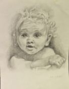DEITERS (TWENTIETH CENTURY) PENCIL DRAWING Shoulder portrait of an infant child Signed 14” x 10” (