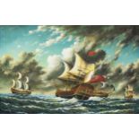 BRITISH SCHOOL (Modern) PASTICHE OIL PAINTING ON CANVAS Dutch school style seascape with man o'
