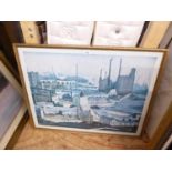 AFTER L.S. LOWRY FACSIMILE PRINT INDUSTRIAL MILL SCENE 22" X 29 1/2" (56cm x 75cm) (framed and