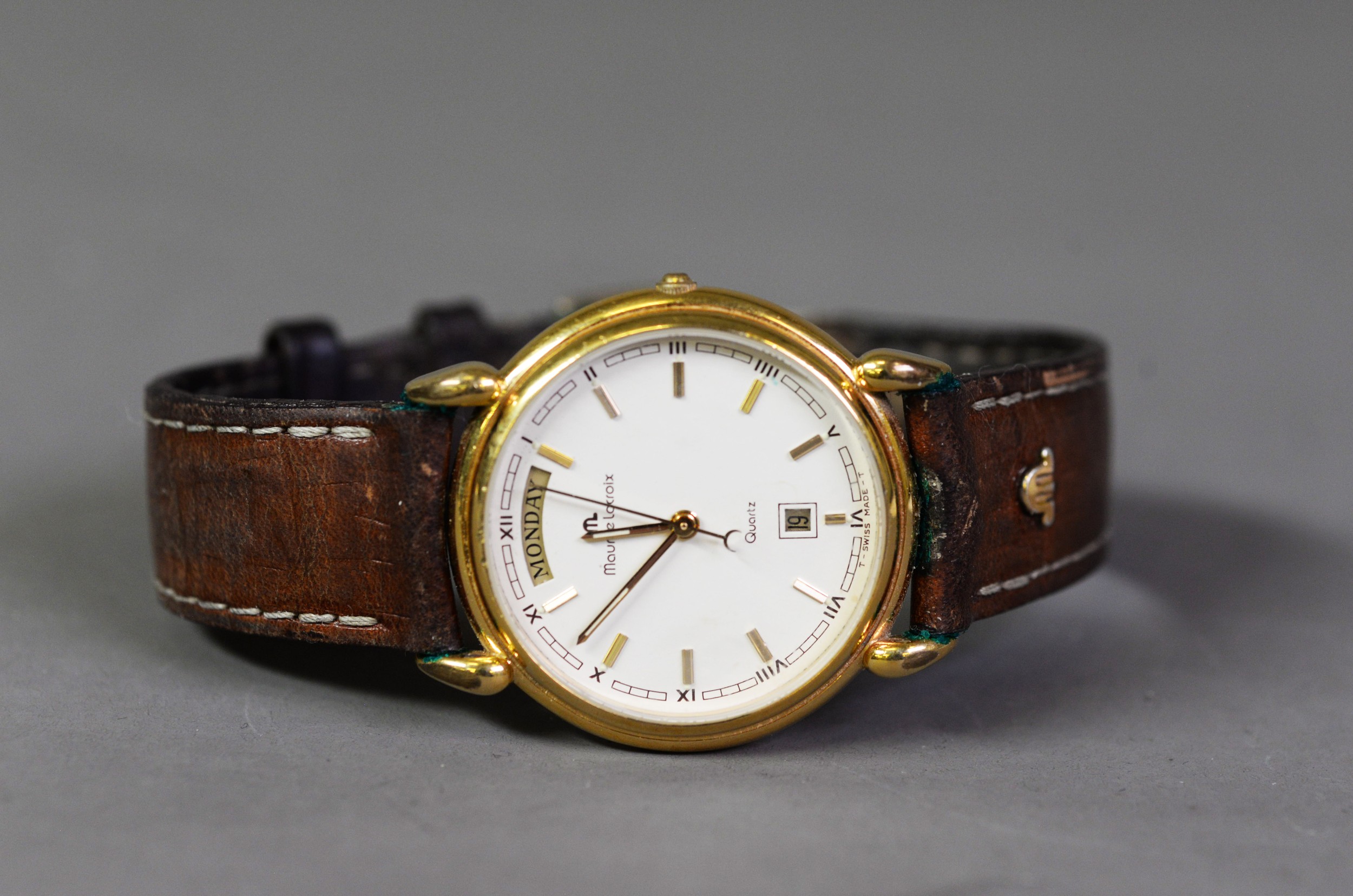 LADY'S MAURICE LACROIS, SWISS, QUARTZ WRISTWATCH MW 1706, No 14866, 1994, with leather strap, dial