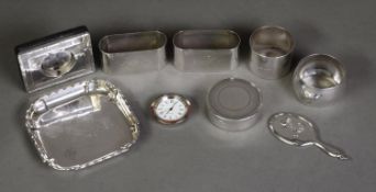 SEVEN SMALL PIECES OF GEORGE V AND LATER SILVER, comprising: SQUARE CARD TRAY, initialled, 3 ½” (8.