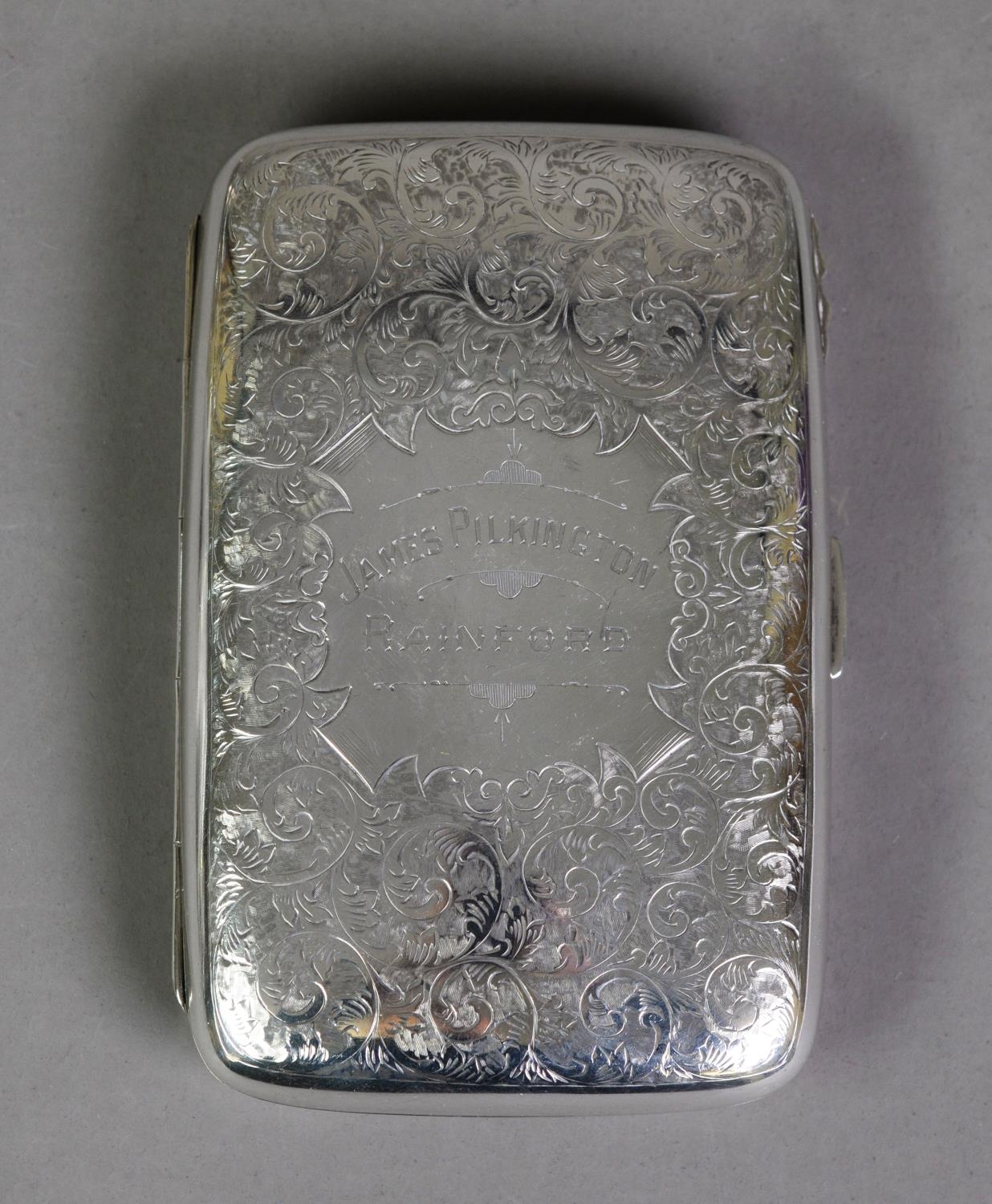 EDWARD VII ENGRAVED SILVER POCKET CIGAR CASE, of curved oblong form with gilt interior, well - Image 2 of 3