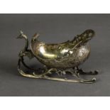 AN 800 GRADE NOVELTY SILVER BON-BON DISH, in the form of a sleigh or sled, lacking reindeer team,