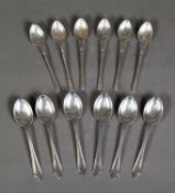 GEORGE VI SET OF SIX SILVER TEASPOONS, with pointed tops, Birmingham 1946, together with a SET OF
