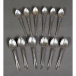 GEORGE VI SET OF SIX SILVER TEASPOONS, with pointed tops, Birmingham 1946, together with a SET OF