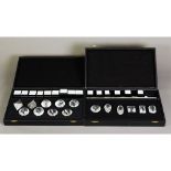 CASE CONTAINING SIX ACRYLIC MODELS OF DIAMOND CUT SHAPES, and a SIMILAR CASE, (2)